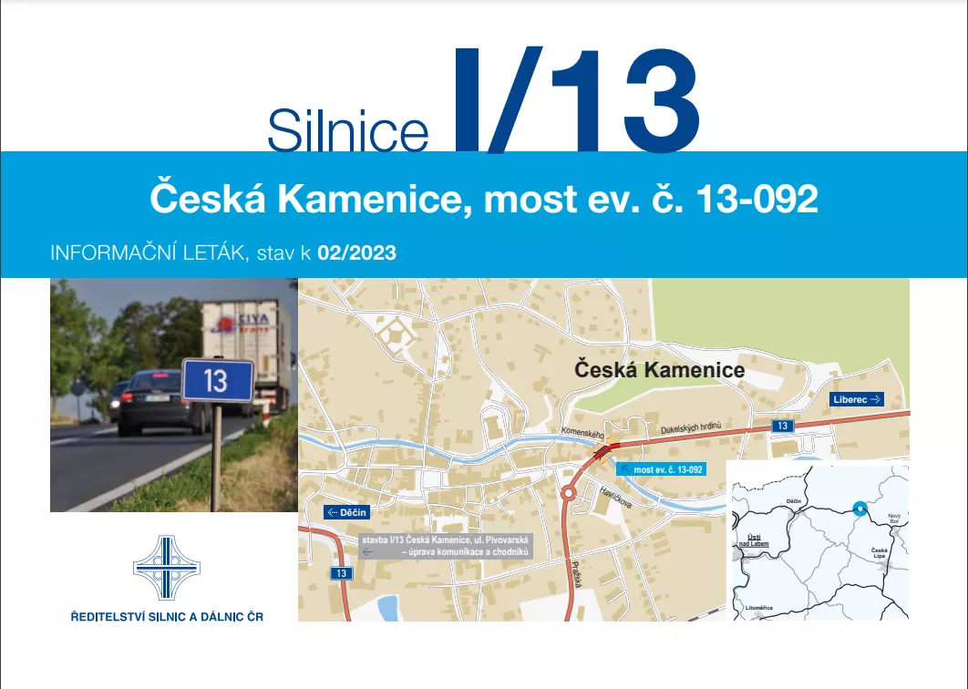 Informační leták - Česká Kamenice rek. mostu ev.č. 13-092